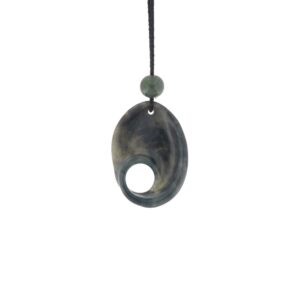 Hand Carved Big Sur Jade Abalone/Mobius Pendant