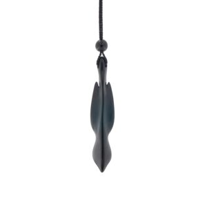 Hand Carved Wyoming Edwards Black Jade Abstract Bird Pendant