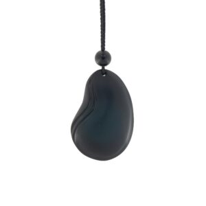Hand Carved Wyoming Edwards Black Jade Bean Pendant